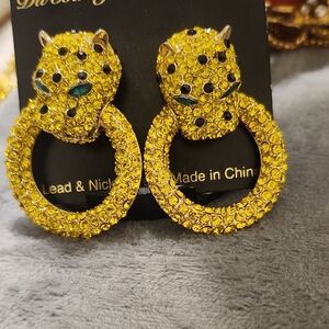Yellow Leopard Hoop Earrings..yellow Color